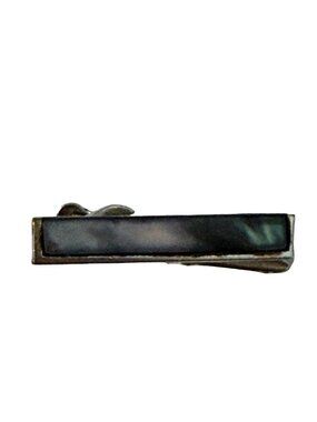 Swank Tie Clip Vintage Silver Tone Iridescent Abalone Style Tie Bar